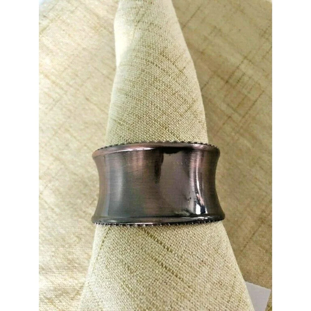 Kemp Beatley Napkin Rings Beaded Oil Rubbed Bronze Holiday Christmas Set Of 4